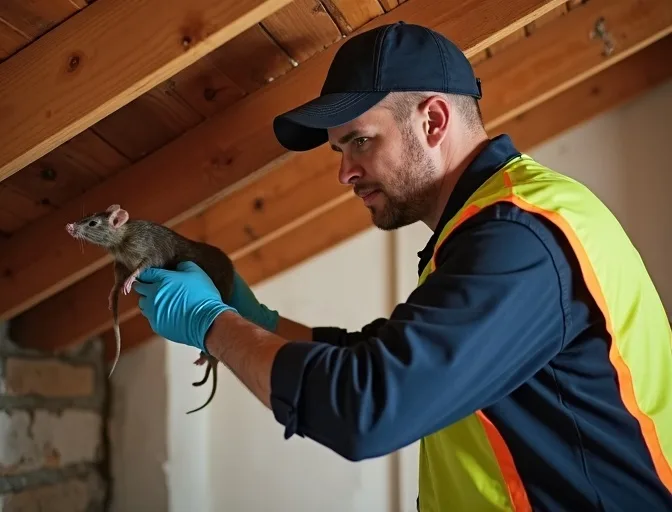 Technician inspecting a roof cavity for a dead rat in Blairgowrie